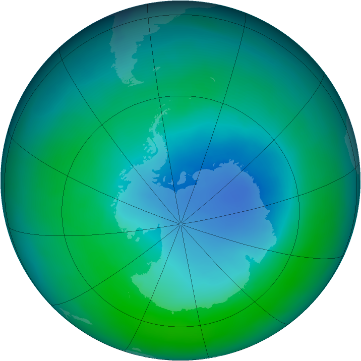 Antarctic ozone map for December 2008